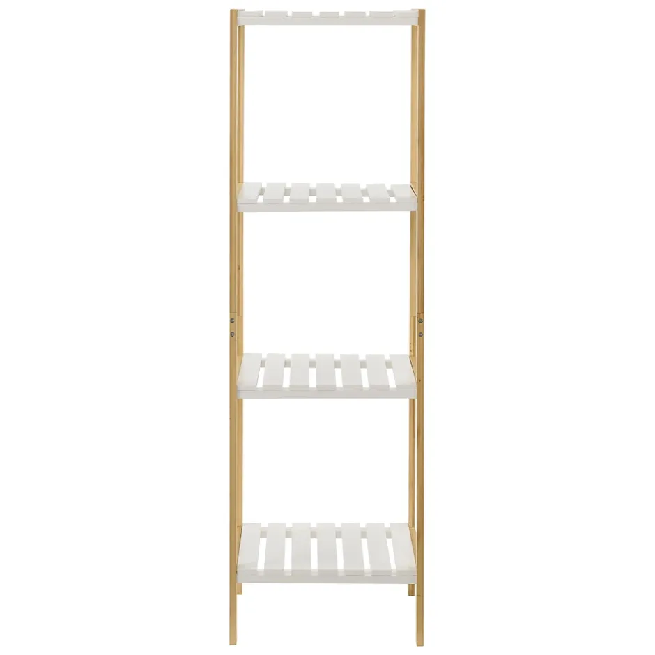 [En.Casa] Etagère de rangement Balsfjord 33 x 34 x 110 cm Bambou Blanc en.casa