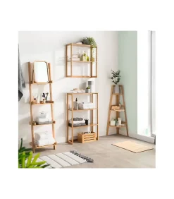 5Five Etagère de rangement d'angle 3 niveaux en Bambou H 103 cm