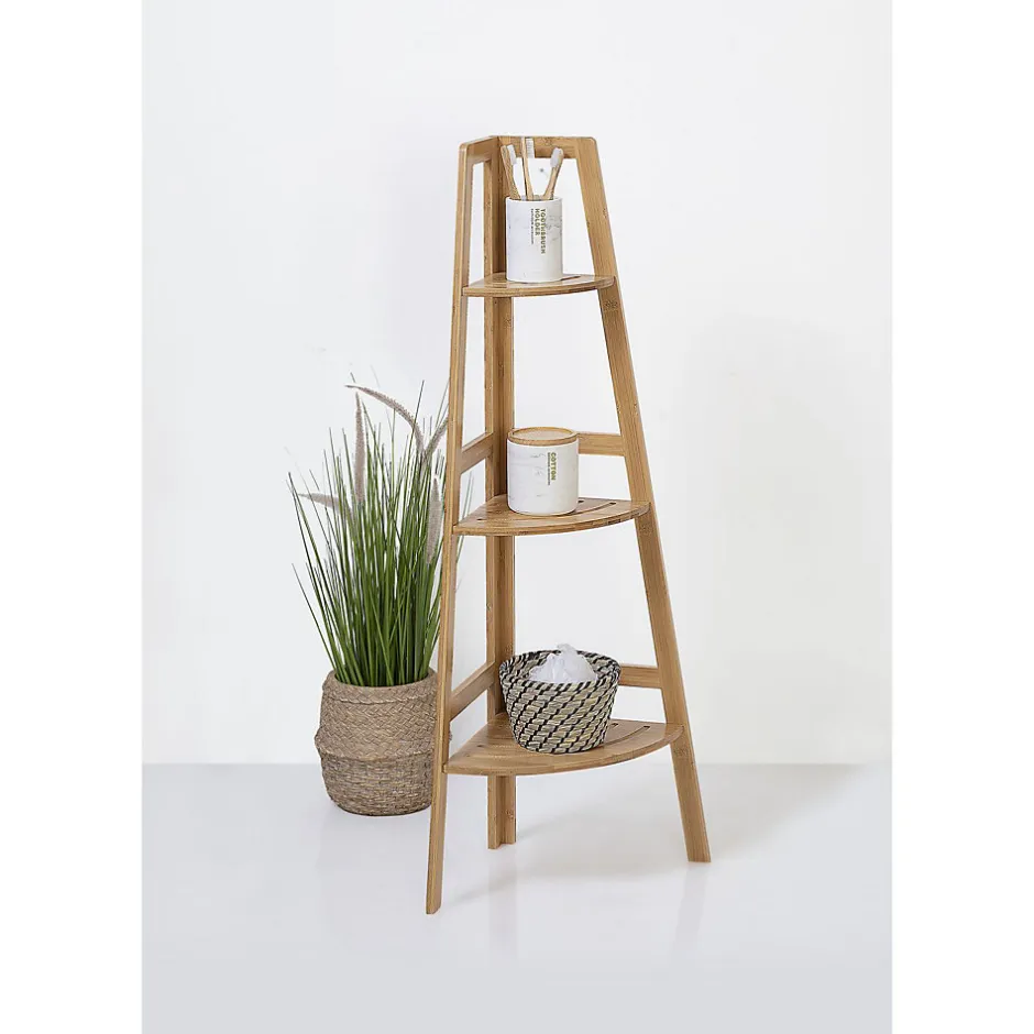 5Five Etagère de rangement d'angle 3 niveaux en Bambou H 103 cm