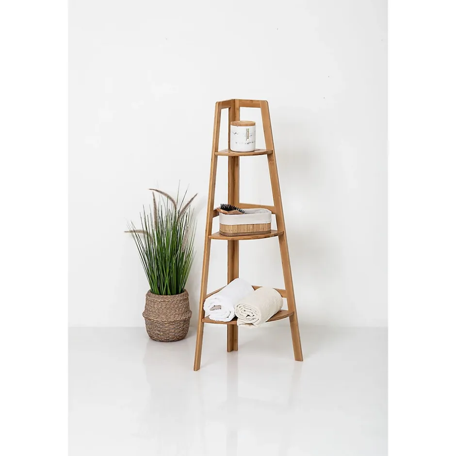 5Five Etagère de rangement d'angle 3 niveaux en Bambou H 103 cm
