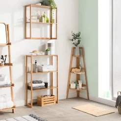 5Five Etagère de rangement d'angle 3 niveaux en Bambou H 103 cm
