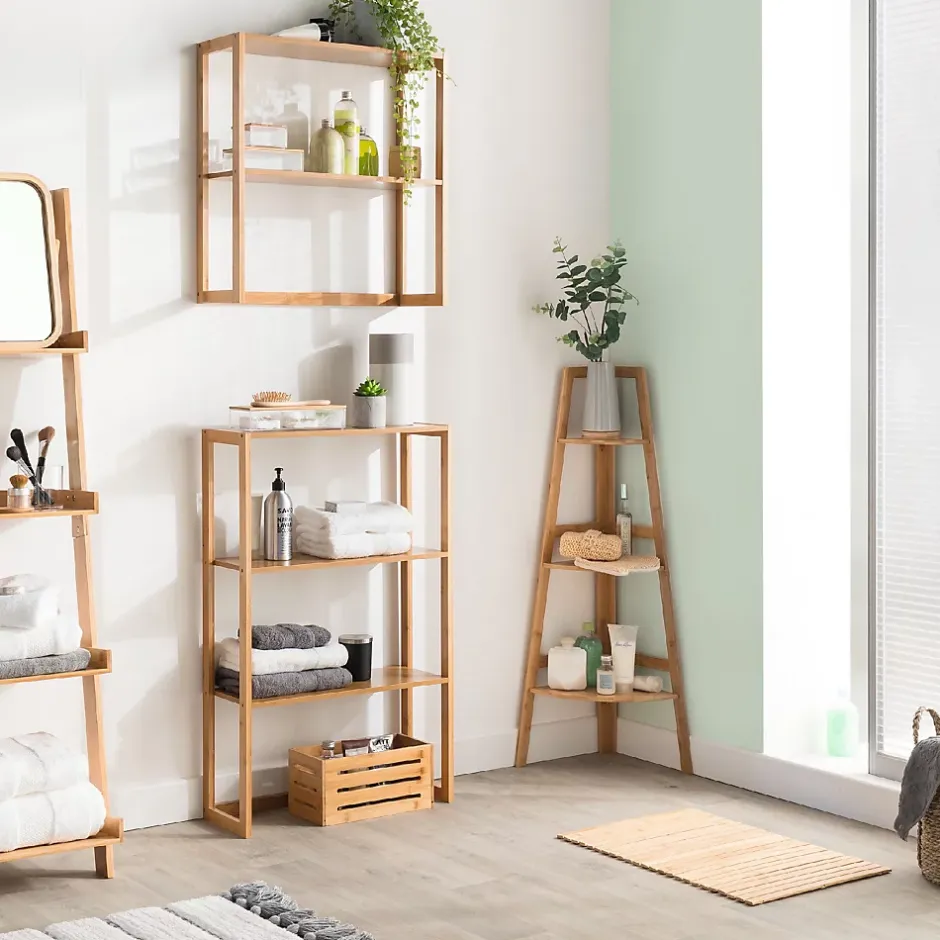 5Five Etagère de rangement d'angle 3 niveaux en Bambou H 103 cm