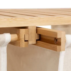 Five Simply Smart Etagère de salle de bain bambou avec panier à linge double compartiments, Tidy Box