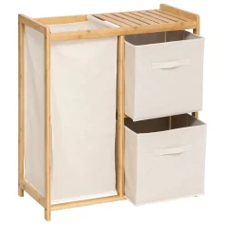 Five Simply Smart Etagère de salle de bain bambou avec panier à linge, Tidy Box