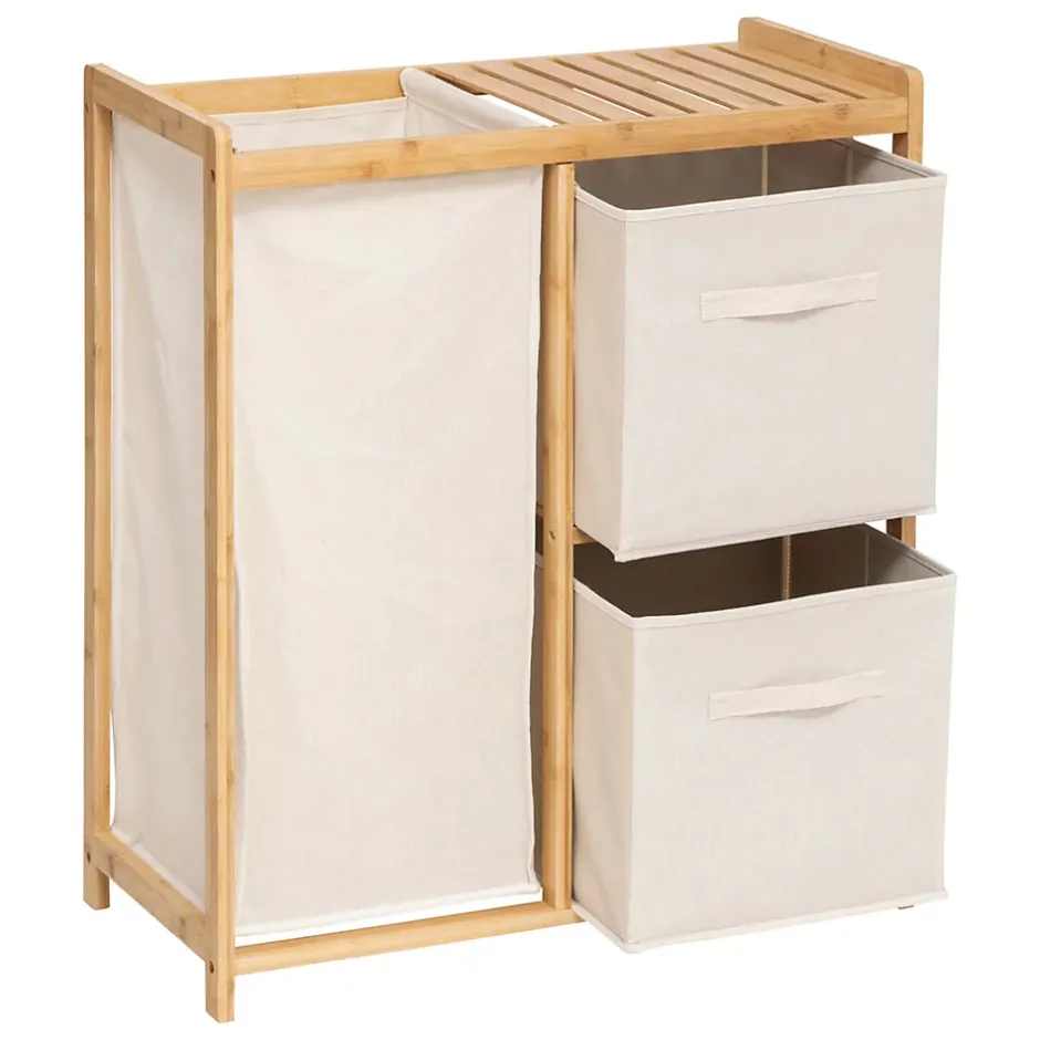 Five Simply Smart Etagère de salle de bain bambou avec panier à linge, Tidy Box