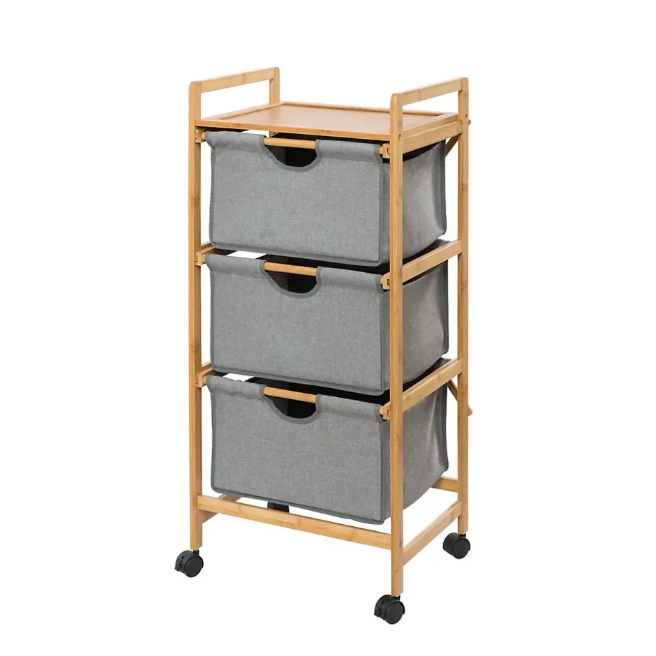 Wenko Etagère de salle de bain en bambou 3 Tiroirs - H. 96 cm* Etagère Salle De Bains