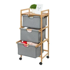Wenko Etagère de salle de bain en bambou 3 Tiroirs - H. 96 cm* Etagère Salle De Bains