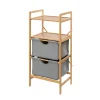 Wenko Etagère de salle de bain en bambou 2 Tiroirs - H. 96 cm