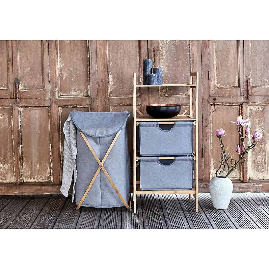 Wenko Etagère de salle de bain en bambou 2 Tiroirs - H. 96 cm