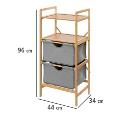 Wenko Etagère de salle de bain en bambou 2 Tiroirs - H. 96 cm