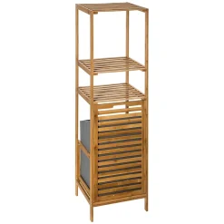 5Five Etagère de salle de bains avec panier à linge, gris et bambou, Mix&Modul