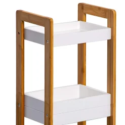Mobili Rebecca Etagère en échelle Meuble de Salle de Bains MDF Bambu Blanc Marron Rebecca Mobili* Etagère Salle De Bains