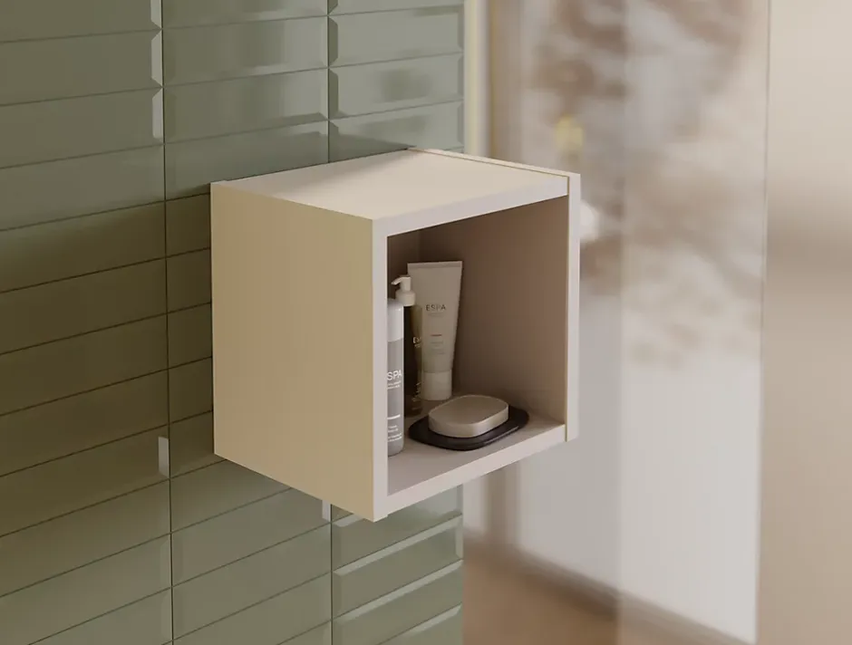 Furnidea Etagère haut de salle de bain suspendue NOVA CACHEMIRE 27 x 28 cm