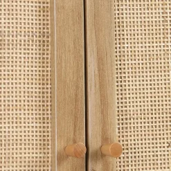 Sweeek Etagère meuble WC décor bois et cannage Bohème 1 étagère 64 x 20 x 180 cm naturel