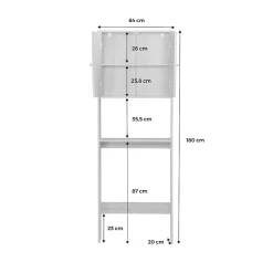 Sweeek Etagère meuble WC décor bois et cannage Bohème 1 étagère 64 x 20 x 180 cm naturel