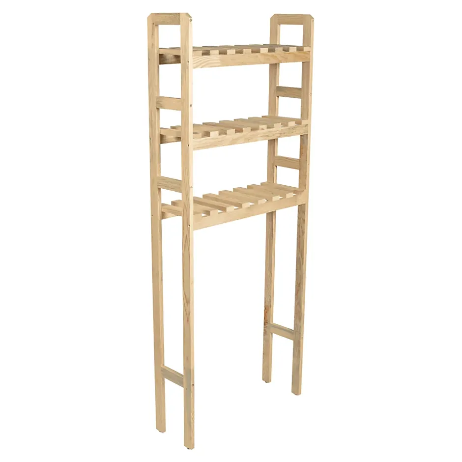 [En.Casa] Etagère pour machine à laver Alslev 3 niveaux pin 160 x 64 x 21 cm naturel en.casa* Etagère Salle De Bains