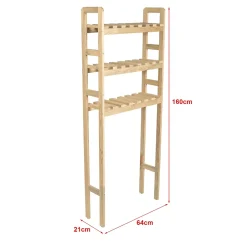 [En.Casa] Etagère pour machine à laver Alslev 3 niveaux pin 160 x 64 x 21 cm naturel en.casa* Etagère Salle De Bains