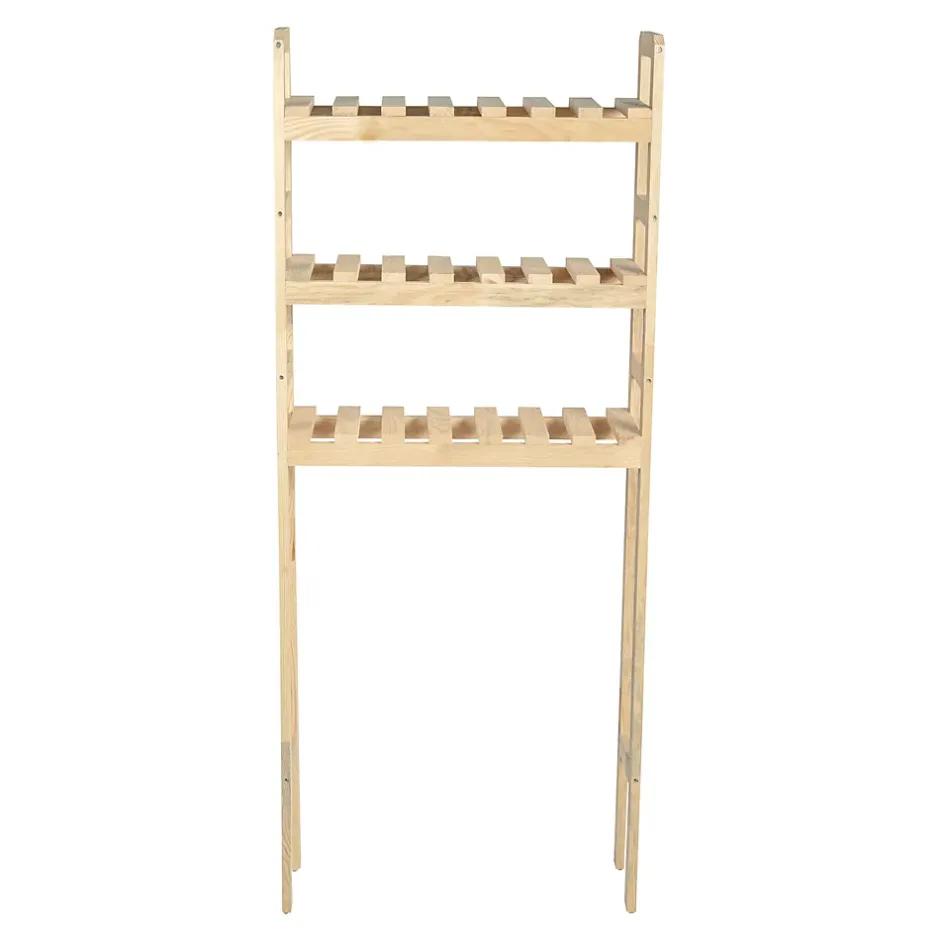 [En.Casa] Etagère pour machine à laver Alslev 3 niveaux pin 160 x 64 x 21 cm naturel en.casa* Etagère Salle De Bains