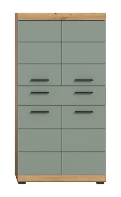 Chb Collection Eteka - Armoire de salle de bains (L/H/P : 74x141x31 cm) en imitation blanc et imitation sauge profonde* Armoire De Salle De Bains