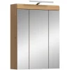 Chb Collection Eteka - Armoire de toilette avec éclairage (L/H/P : 60x79x18 cm) en imitation blanc et imitation sauge emboutie* Armoire De Salle De Bains