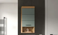 Chb Collection Eteka - Armoire suspendue (L/H/P : 37x79x24 cm) en imitation blanc et imitation sauge emboutie* Armoire De Salle De Bains