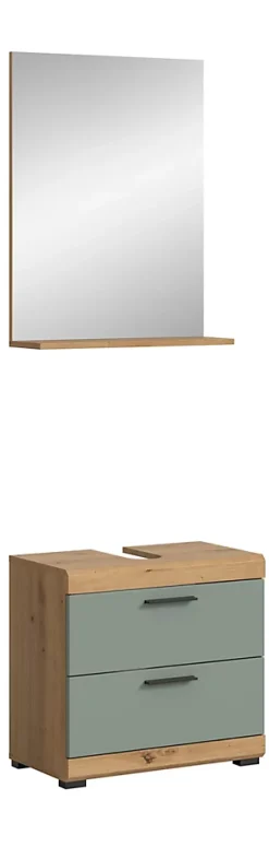 Chb Collection Eteka - Combinaison de salle de bains (L/H/P : 60x191x34 cm) en imitation blanc et imitation sauge profonde