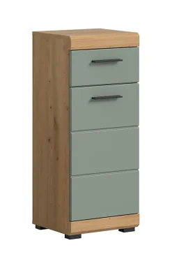 Chb Collection Eteka - Meuble bas (L/H/P : 37x88x31 cm) en imitation blanc et chêne Artisan