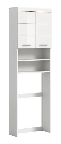Chb Collection Eteka - Meuble lavabo (L/H/P : 63x191x24 cm) en imitation blanc et blanc brillant profond