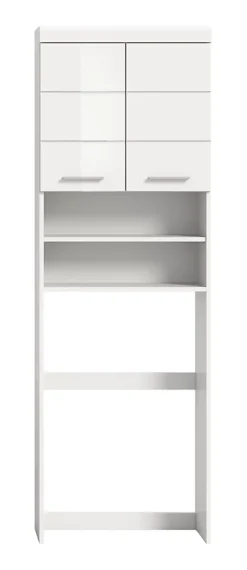 Chb Collection Eteka - Meuble lavabo (L/H/P : 63x191x24 cm) en imitation blanc et blanc brillant profond