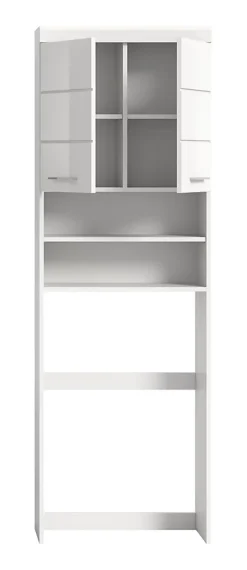 Chb Collection Eteka - Meuble lavabo (L/H/P : 63x191x24 cm) en imitation blanc et blanc brillant profond