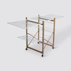 5Five Etendoir à linge 4 roues avec surface d'étendage de 27 m effet bois ,* Etendoir À Linge