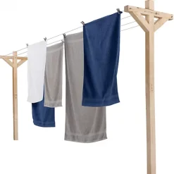 IDMarket Etendoir à linge extérieur MADERA capacité 12M en bois