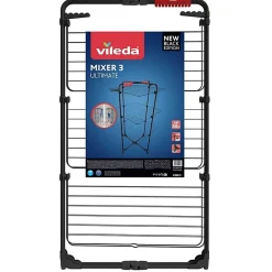 Vileda Etendoir à linge Intérieur 3 étages Séchoir à linge Pliable sur roulettes Tancarville Noir 93 x 71 x 131 cm* Etendoir À Linge
