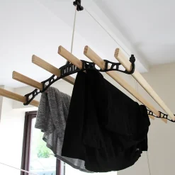 MonsterShop Etendoir à Linge Suspendu de 1,2 Mètre - Poulie Noir* Etendoir À Linge