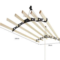 MonsterShop Etendoir à Linge Suspendu - Noir- 1.8m