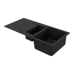 GoodHome Evier à encastrer en composite quartz noir 1,5 bacs et égouttoir l. 50 x H. 30,4 x P. 19,7 cm Torla* Evier Et Robinet De Buanderie