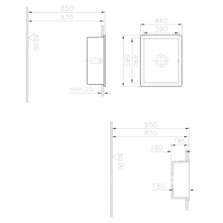 GoodHome Evier à encastrer en céramique blanc 1 bac l. 46 x L.56,5 x P. 20 cm Hyssop