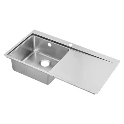 GoodHome Evier à encastrer en inox 1 bac et égouttoir l. 52 x L.100 x P. 21 cm Varenna