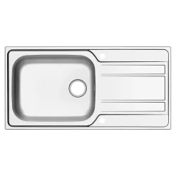 GoodHome Evier à encastrer en inox microstructuré 1 bac et égouttoir l. 50 x H. 21 x P. 100 cm Lucerne* Evier Et Robinet De Buanderie