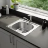 Evier à encastrer en inox 1 bac l. 43,5 x H. 15 x P. 15 cm GoodHome Bundt* Evier Et Robinet De Buanderie