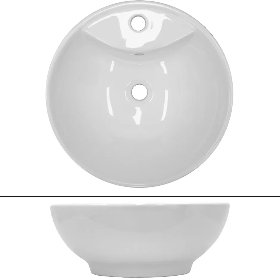 ECD Germany Evier ceramique vasque rond a poser moderne lave-mains salle de bain 455 mm* Vasque À Poser