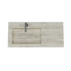 Kiamami Valentina Evier Hpl Asymétrique Avec Lavabo À Gauche 100Cm Chêne Glacé* Lavabo