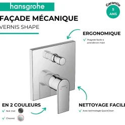 Hansgrohe Façade mitigeur mécanique encastré Vernis Shape Chromé* Robinet De Douche