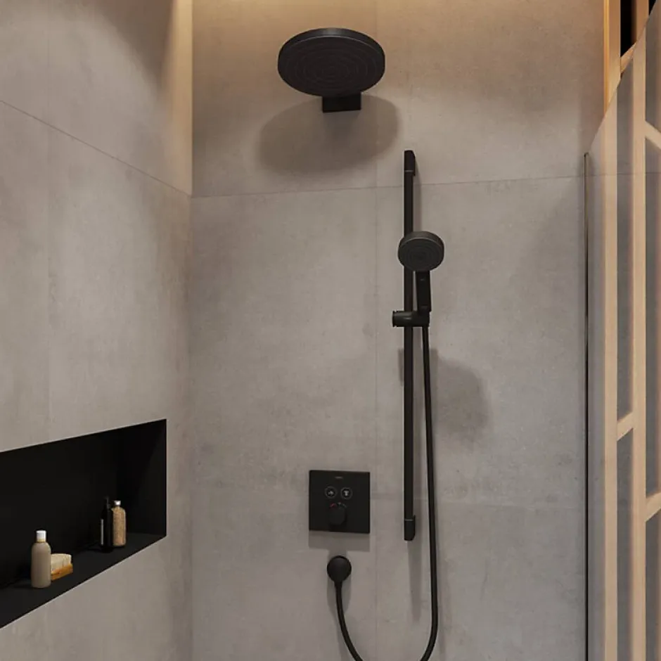Hansgrohe Façade pour mitigeur thermostatique encastré ShowerSelect avec 2 fonctions noir mat et corps encastré iBox* Robinet De Douche