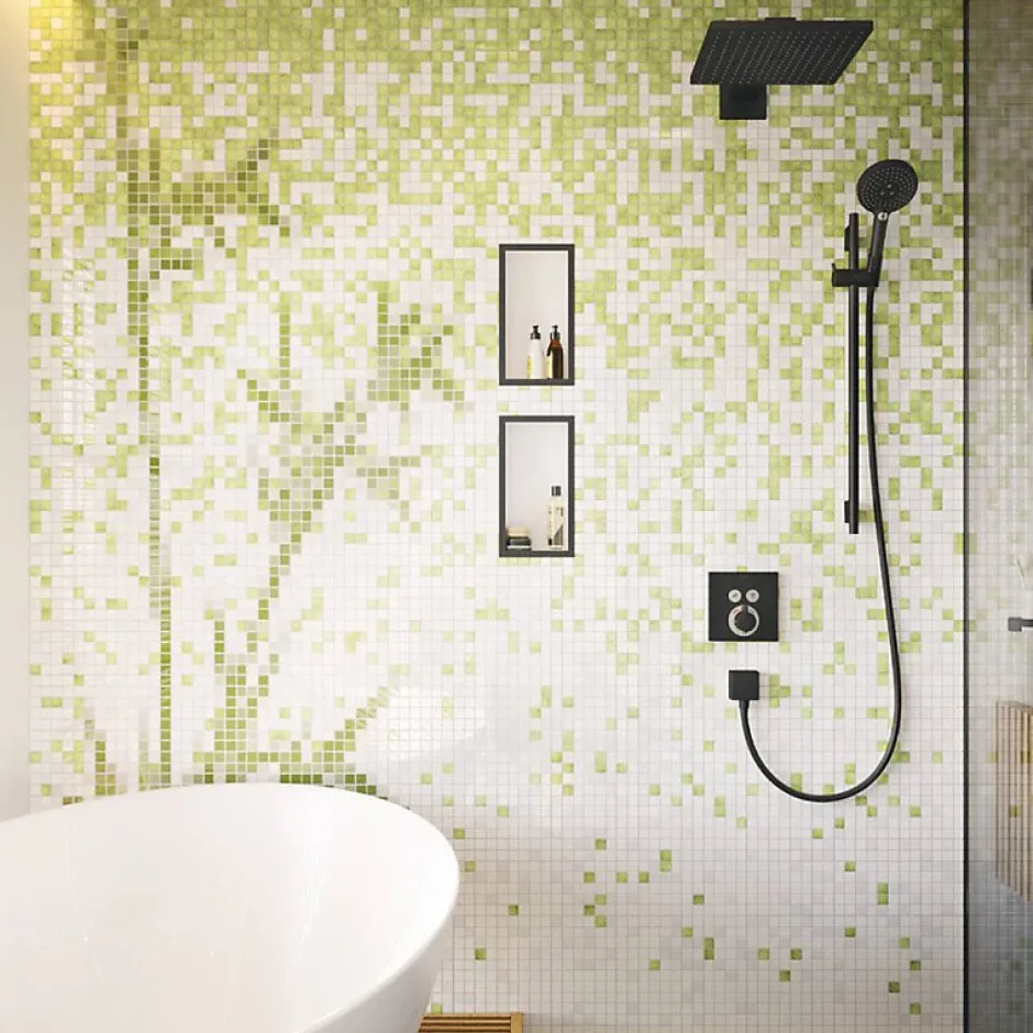 Hansgrohe Façade pour mitigeur thermostatique encastré ShowerSelect avec 2 fonctions noir mat et corps encastré iBox* Robinet De Douche