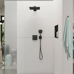 Hansgrohe Façade pour mitigeur thermostatique encastré ShowerSelect avec 2 fonctions noir mat et corps encastré iBox* Robinet De Douche