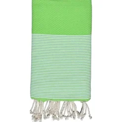 Promolinge Fouta-serviette de plage nid d'abeille coton vert 100 x 200 cm