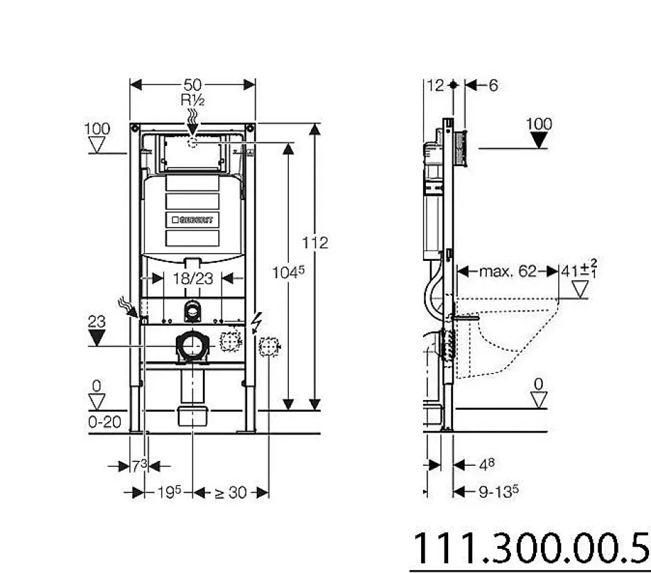 Geberit Bâti-support fixation murale Duofix UP320 (111.300.00.5)* Wc Suspendu