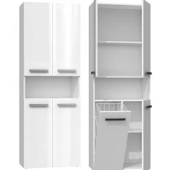 Topeshop GLAZE - Armoire de salle de bain avec porte + panier - Style moderne - 174x60x30 cm - Colonne salle de bain* Armoire De Salle De Bains