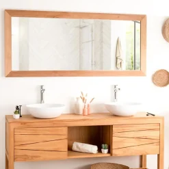 Wanda Collection Grand miroir rectangle en teck massif 160 x 70 cm* Miroir Simple